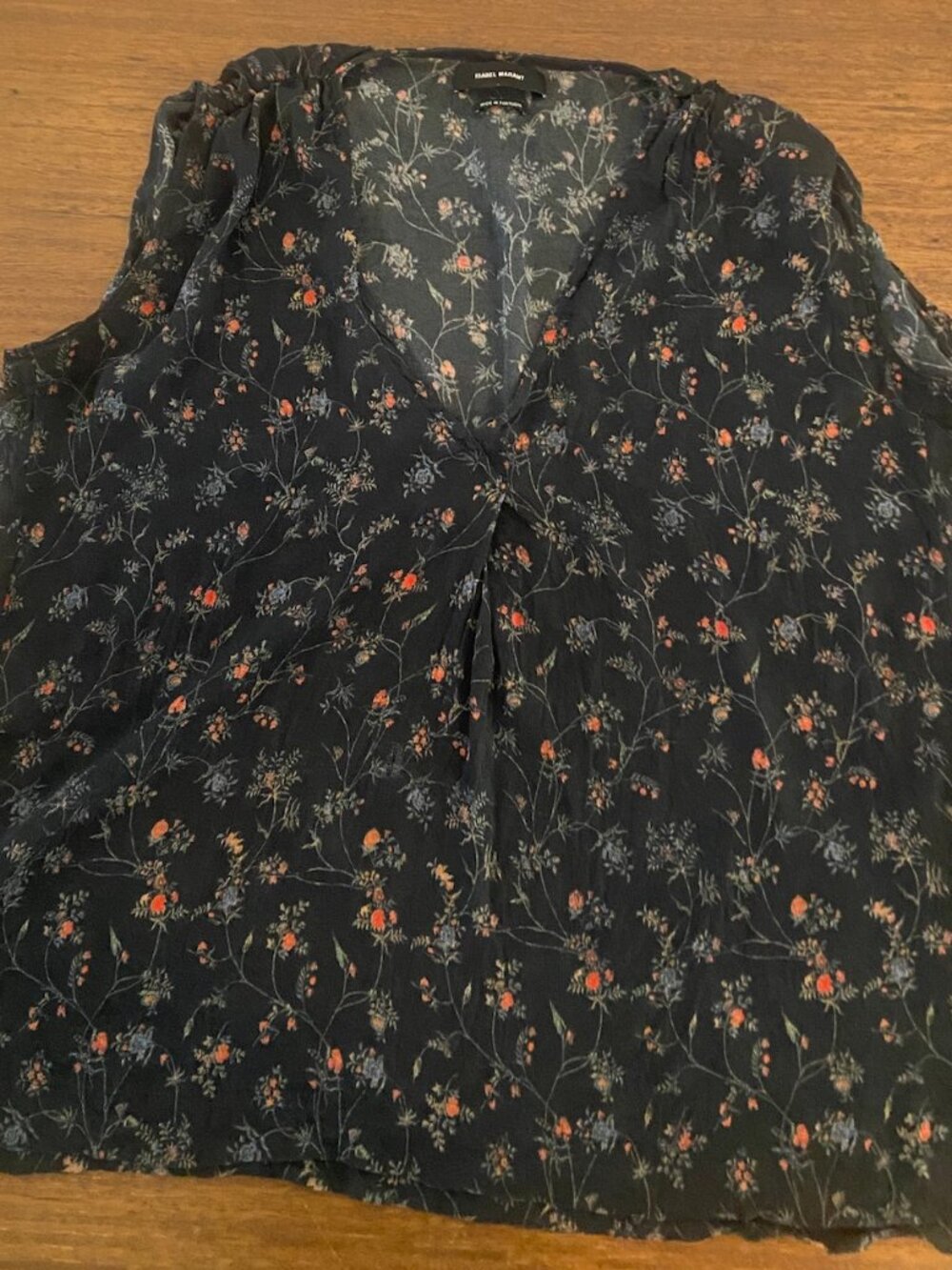 Isabel Marant Women's Silk Blend Sleeveless Tank Top Black Floral Small - $25